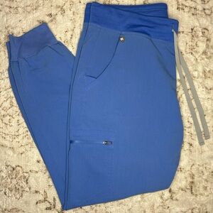 Figs Ceil Blue high waisted Zamora Jogger Pants PO# 1473